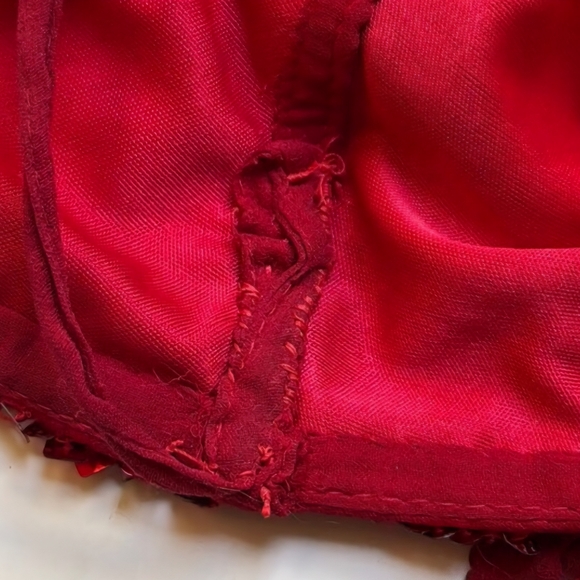 Scala silk Sequined wedding Prom Dress Size 4 red Sequins elegant - Picture 15 of 17